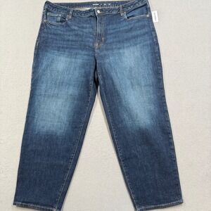 NEW Old Navy Jeans Womens 22 Blue Medium Wash Mid Rise Straight Leg Denim Cotton
